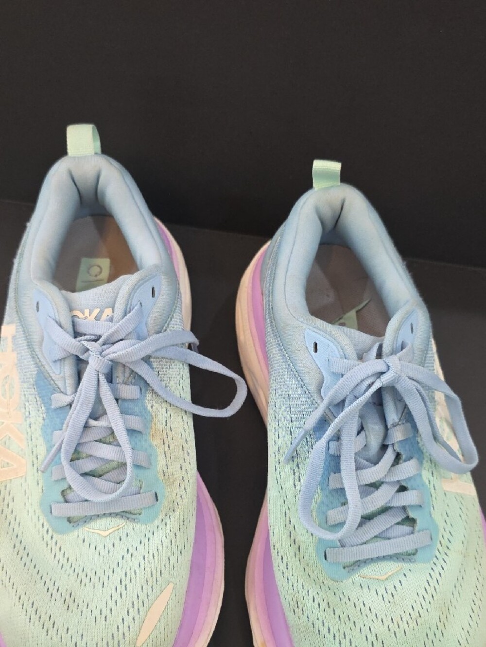 Hoka Bondi 8 Women's Mint, Light Blue & Lavender Sneakers Size 7D Wide - Picture 5 of 11